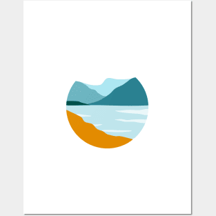 Mountain Lake Landscape Minimalist Posters and Art